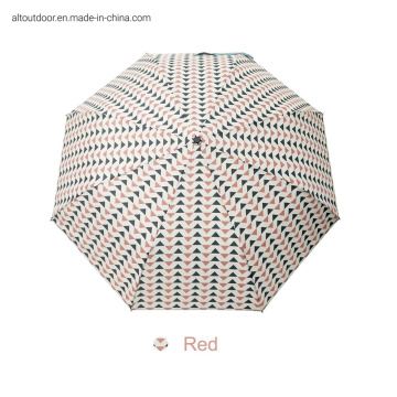 Triangular Pattern Pongee Fabric Manual Open Three -Folding Umbrella with Customized